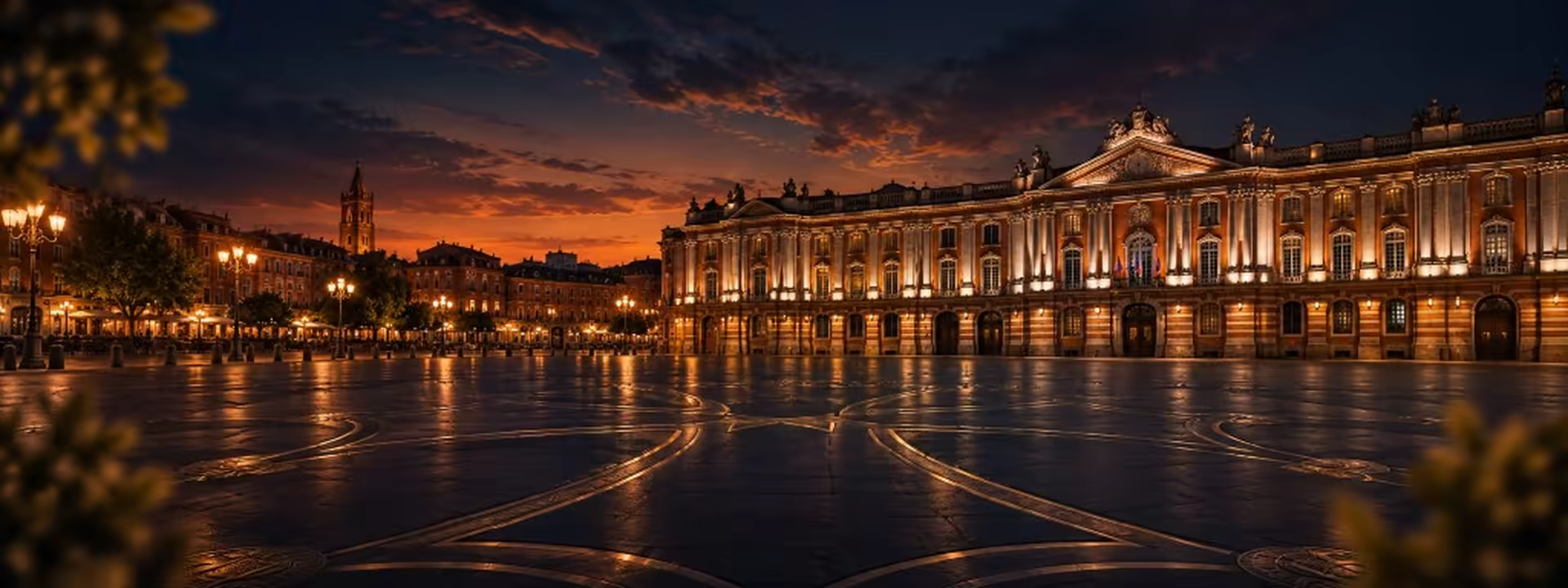 Toulouse, place du Capitole au crépuscule